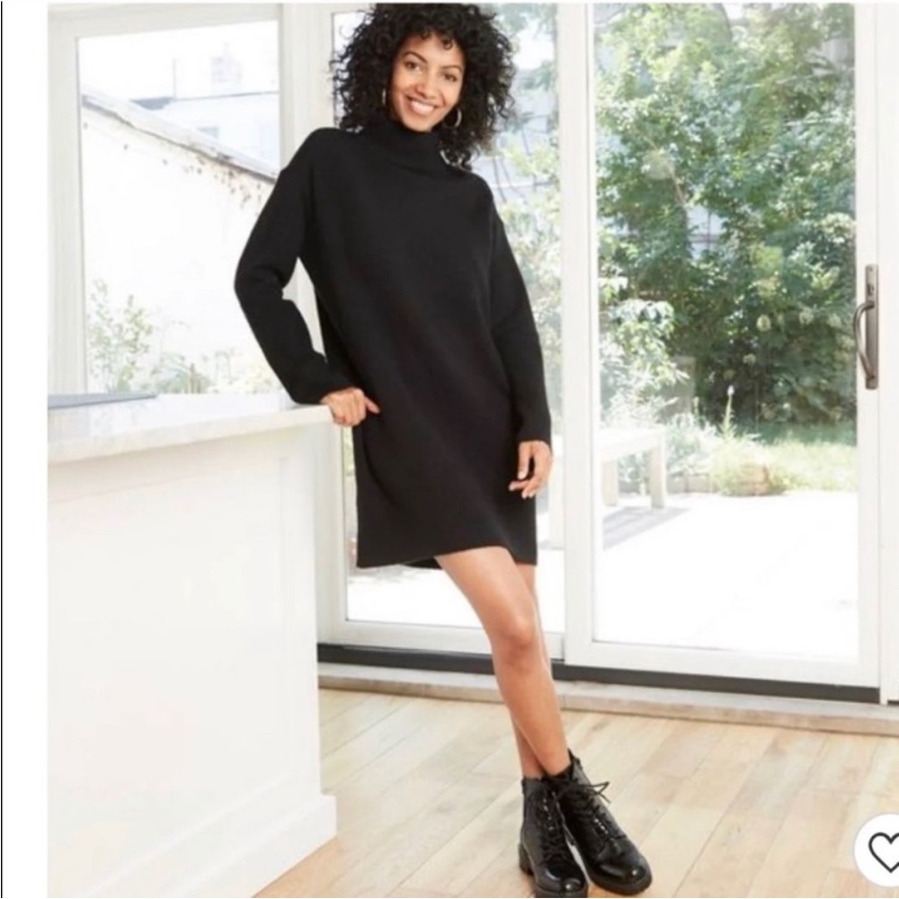 Black Mock Turtleneck Sweater Dress